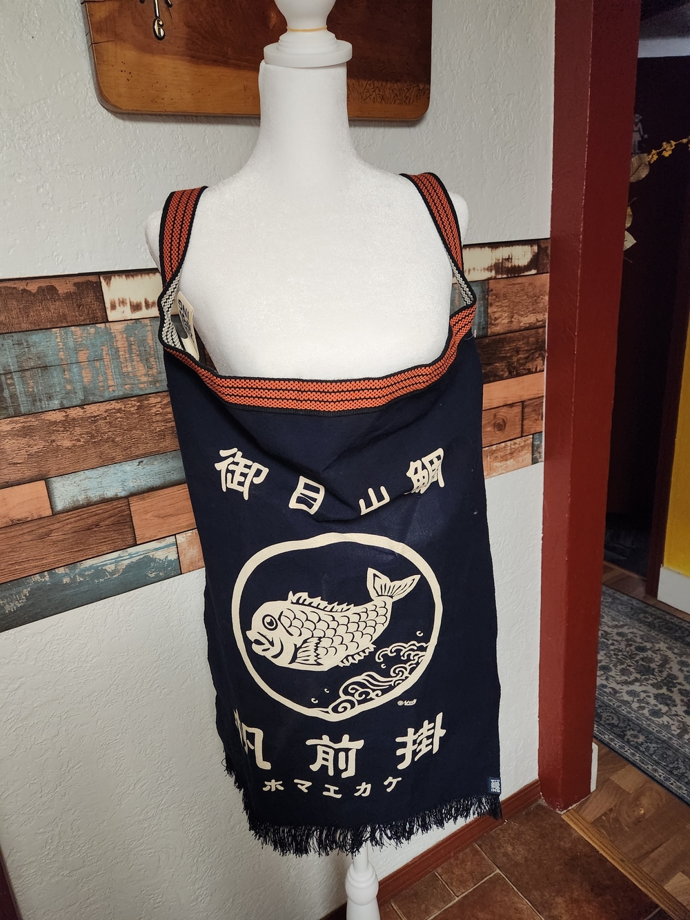 Authentic Anything Japan Heavyweight Maekake Apron - Lucky Tai Fish Graphic - Picture 7 of 7